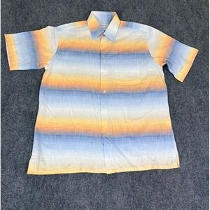 Maus & Hoffman Mens Button Down Shirt Multicolor Gradient Striped Cotton Size L